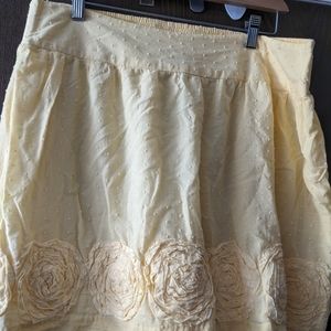 Buttercup yellow cotton floral skirt XL